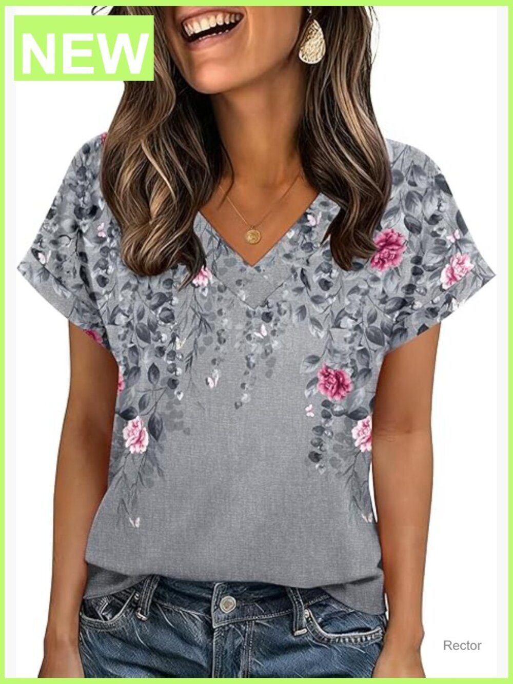 Womens V Neck Rolled Short Sleeve Blouse Work Top